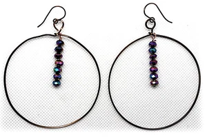 PENDIENTES DE ARO DE CUENTAS DE CRISTAL ARCO IRIS HECHOS A MANO* 4" GOTA - Imagen 1 de 5
