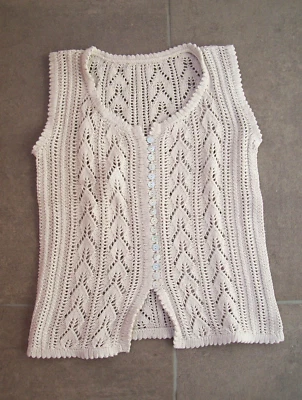 UNIKAT 💯%HANDARBEIT Bluse Top XS/S 34/36-38 Loch-&Blattmuster selbstgestrickt👌 - Bild 1 von 4