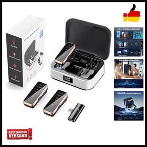 Wireless Lavalier Mikrofon, mit LED Bildschirmanzeige und Ladebox, Mini Mikro... - Bild 1 von 9
