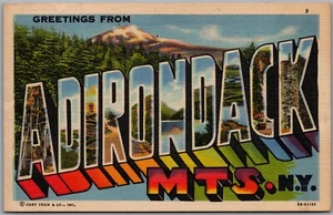 Postcard c1955 Greetings from Adirondack Mts. New York Large Letter Scenic Views - Bild 1 von 2
