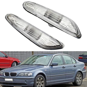 Pair Clear Fender Signal Side Marker Light For BMW E46 320i 330i 2002-2005 - Picture 1 of 7