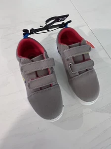 NWT Sz 10 Wonder Nation Boys 2 Strap Sneaker Slip on Shoes Rocket Ship Gray New - Picture 1 of 7