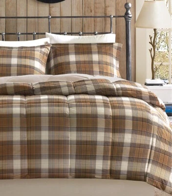 BROWN PLAID Twin, Queen or King COMFORTER SET : COZY COUNTRY CABIN - Image 1 of 4