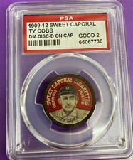1909-12 PX7 Sweet Caporal Domino Disc * TY COBB * D ON CAP 