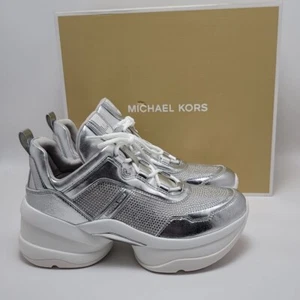 Tenis Michael Kors Olympia Extreme Trainer Talla 9M Cristal Metálico Plateado - Imagen 1 de 15