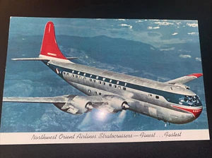 NORTHWEST ORIENT AIRLINES BOEING STRATOCRUISER FINEST FASTEST 1953 POSTCARD - Picture 1 of 6