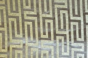 Chenille Geometric Khaki Heavy Duty Washable 58" Wide Fabric Sold By The Yard - Picture 1 of 1