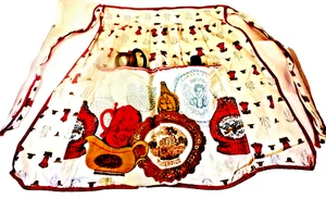 Vintage Americana Print Halbschürze, handgefertigt, 18", 1930/40er Jahre, gebraucht (PP) - Bild 1 von 16