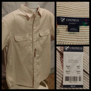 NEW Mens Cremieux Classics Seersucker Striped Short Sleeve Button Shirt Medium - Picture 1 of 11