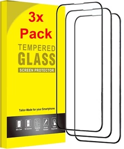 3er Pack Schwarz Hartglas Displayschutzfolie für iPhone 14 / 14 Pro / 14 Pro Max - Bild 1 von 6