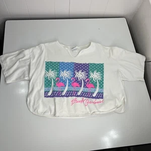 Vintage Women's Busch Gardens Flamingo 1990s Crop T-shirt One Size Belly Shirt - Picture 1 of 15