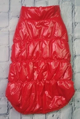 Apple Red Dog Puffer Vest Coat Large Sherpa Lining Waterproof Warm Winter Wear - Image 1 of 4