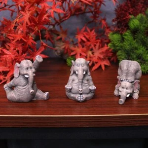 3Pcs Desk Decor Sculpture Mini Yoga Elephant Figurine Resin Craft Ornament - Picture 1 of 8