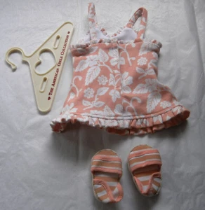 American Girl Molly Peach Print Swimsuit 1944 Dress Sandals Beachball - Retired - Picture 1 of 6