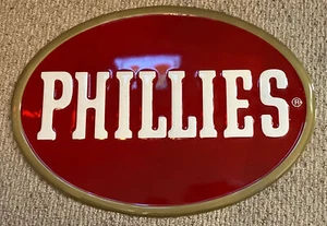 PHILLIES Blunts Cigars EMBOSSED Tobacco SIGN tin Vintage 26" OVAL -RARE NOS - Picture 1 of 7