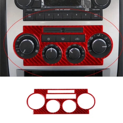 Tampa de controle climático digital fibra de carbono vermelha acabamento para Chrysler 300 2005-2007 - Imagem 1 de 4