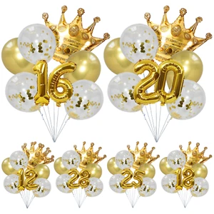 GROSSE Anzahl Ballons Set GOLD Krone Helium/Luft Königin Thema Party Dekor Ballon - Bild 1 von 9