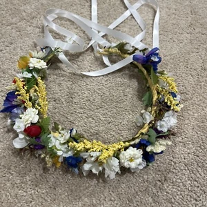 Flower Headband Head Garland Hair Band Crown Wreath Festival Hippy Beach New - Picture 1 of 5