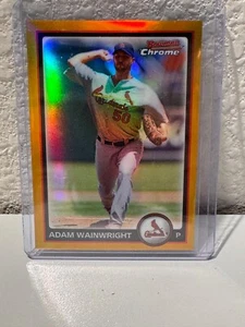 2010 Bowman Chrome - Adam Wainwright #74 Gold Refractor Cardinals 28/50 - Picture 1 of 2