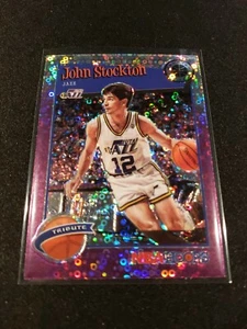 John Stockton 2019-20 NBA Hoops Premium Stock TRIBUTE PURPLE DISCO #292 Jazz PWE - Picture 1 of 2