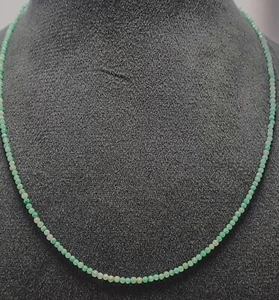 collar redondo verde zambia esmeralda piedras preciosas plata 925 2 mm cuentas 14" cuerda - Imagen 1 de 7