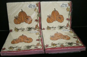 PREMIUM QUALITY THANKSGIVING HALLOWEEN PUMPKIN LUNCHEON NAPKINS 2 PACKS 40 TOTAL - Picture 1 of 5