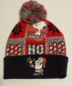 Peanuts Santa Snoopy Erwachsenengröße rot/schwarz Bommel Weihnachtsmütze Beanie Einheitsgröße - Bild 1 von 3