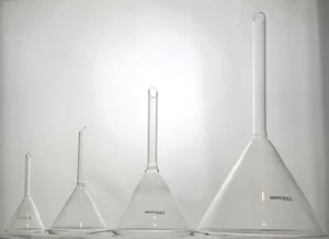 Laboratory Glass Filter Funnels, Soda Lime Glass, Clear, 4 Sizes - Picture 1 of 9