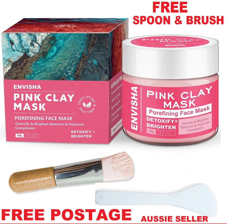 Australian Kaolin Pink Facial Clay Mask Detoxify Cleansing Brighten Skin 120G - Image 1 of 4