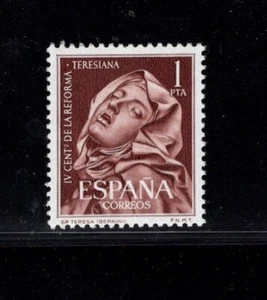 España 1962 Santa Teresa por Bernini Orden Carmelita Reforma Estampillada sin montar o nunca montada Scott 1106 - Imagen 1 de 1