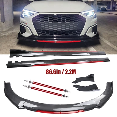Front Bumper Lip Spoiler Splitter Side Skirt Carbon Fiber For Audi A3 A4 A5 S4 T Foto 1 de 4