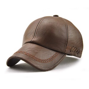 Faux Leather Men's Brown Baseball Caps 