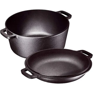 2-in-1 Pre-Seasoned Cast Iron Dutch Oven With Handles - 5 Quart - Black - Picture 1 of 8