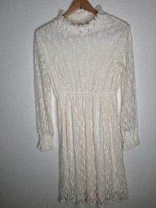 Downeast Ivory Long Sleeve Lace Dress Size S - Picture 1 of 8