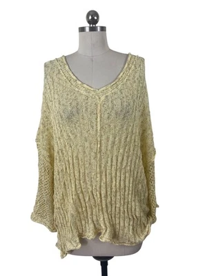 POL Sweater Womens Medium NWT Yellow V-Neck Long Bell Sleeve Speckled Artsy Boho - Image 1 of 4