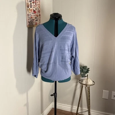 Ограниченный открытый кабель трикотажа 3/4 Bell рукав пуловер Periwinkle свитер размер XL - Изображение 1 из 3