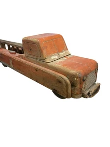 ANTIGUO CAMIÓN DE JUGUETE CAMIÓN DE BOMBEROS ARTE POPULAR MADERA MADERA HECHO A MANO - Imagen 1 de 12