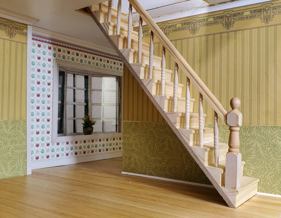Dollhouse Stairs Staircase Assembled with Railing 1:12 Scale for 9" Ceilings - Image 1 of 4