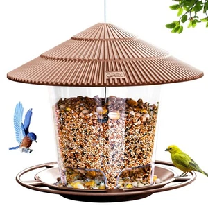 Squirrel-Proof Hanging Bird Feeder for Outdoor Wild Bird Seed, Brown - Picture 1 of 7