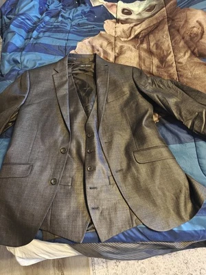 Chaqueta de traje Kenneth Cole Reaction para hombre 36S calce ajustado gris de 3 piezas Foto 1 de 4