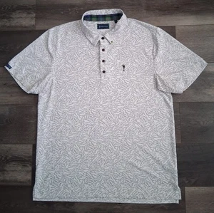 Polo de golf William Murray estampado abstracto elástico gris marfil talla grande nuevo sin etiquetas - Imagen 1 de 10