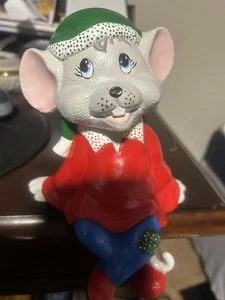 1983 Ceramic Christmas Mouse Shelf Sitter Scioto Brand 8 Inches - Picture 1 of 9