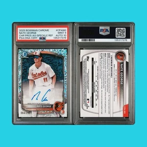 2025 Bowman Chrome Speckle Auto /299 Nate George PSA 9 Auto 10 Orioles - Bild 1 von 3