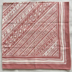 Vintage Bandana Nude Pink Cotton Geometric Diagonal Striped Art Handkerchief 20" - Picture 1 of 3