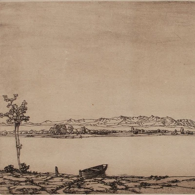 Jakob Weinheimer Am See Landschaftsmaler Jugendstil signiert Radierung 20 Jhd - Bild 1 von 4