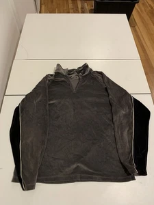 Suéter YMLA Grande Gris Terciopelo 1/4 Cremallera Preppy Streetwear Y2K Informal Vinatge - Imagen 1 de 12