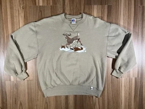 Russell Athletic Deer Nature Vintage 90s Sweatshirt Large Crewneck Made In USA - Picture 1 of 4