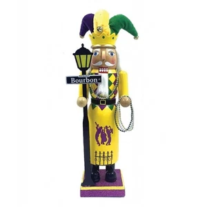 Santa's Workshop Bourbon Street Mardi Gras Wood Nutcracker 14 Inch Multicolor - Picture 1 of 1