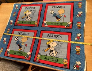 Vintage Cotton fabric panel, Peanuts All Stars quilt or pillow blocks, 42" x 33" - Bild 1 von 20