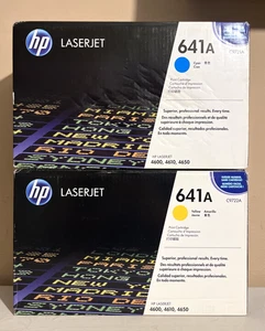 Genuine HP 641A Cyan & Yellow Toner Cartridge C9721A C9722A Sealed Boxes - Picture 1 of 9